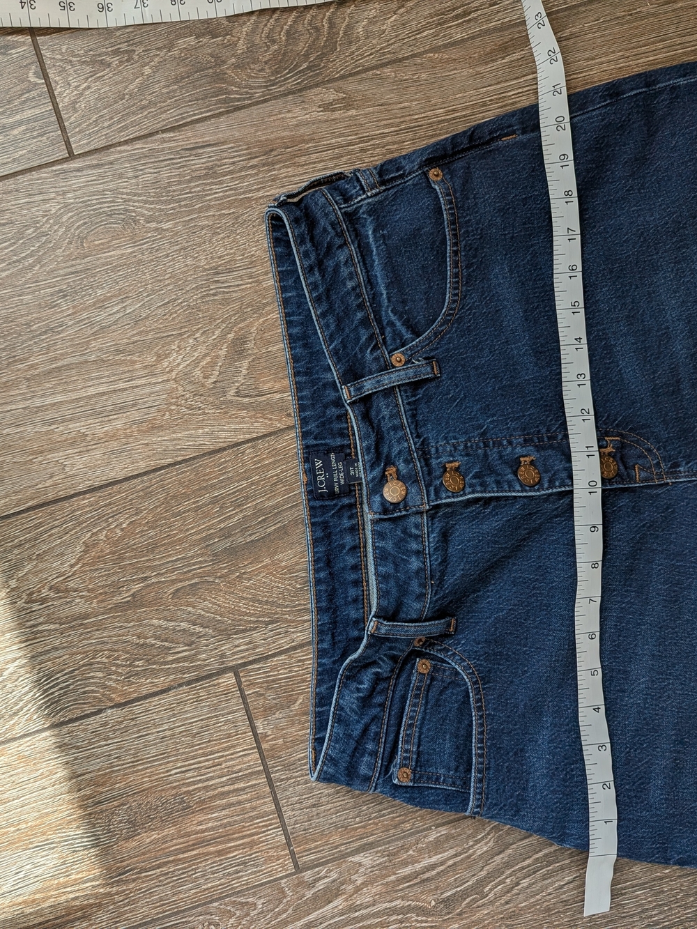 J. Crew Curvy Full Length Wide Leg Jean Button Fly Dark Wash Size 31 Tall - Picture 15 of 16